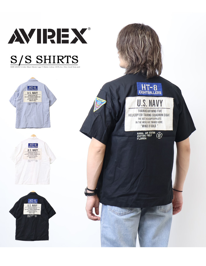国内発送/本物保証/AVIREX メンズ レザー 半袖Tシャツ おしゃれ AVIREX tシャツ 「直営店限定」SIGNATURE VARSITY LEATHER LOGO