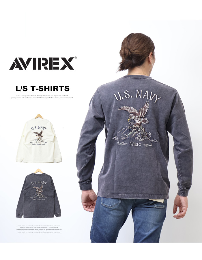 AVIREX（アヴィレックス） スーベニア刺繍 長袖Tシャツ メンズ ロンT