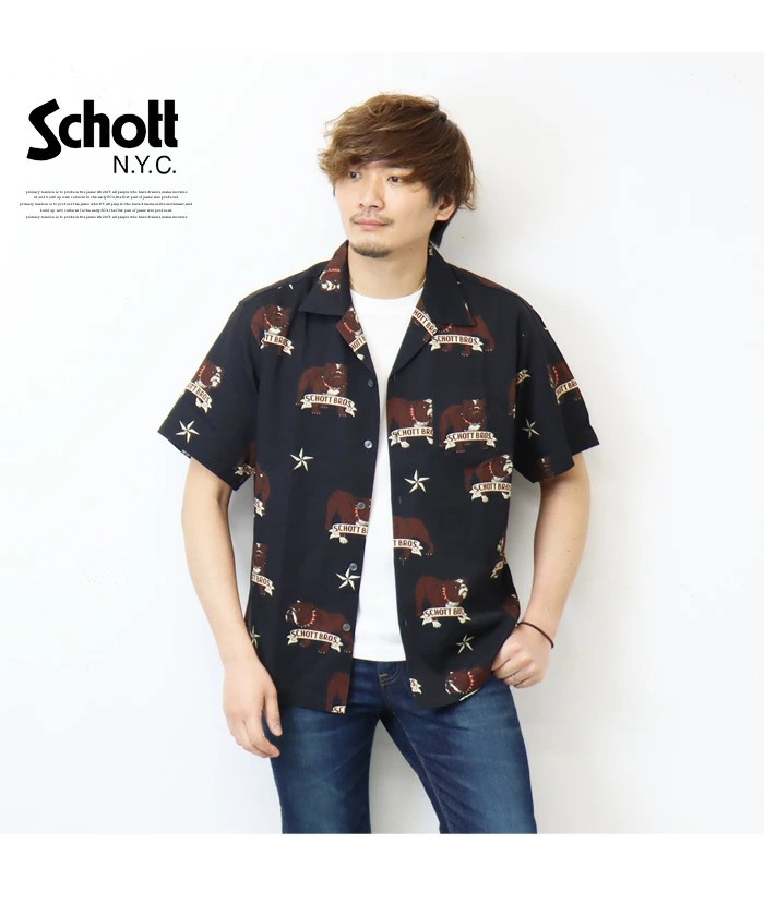 再販ご予約限定送料無料] Schott ショット アロハシャツ ブルドッグ 総