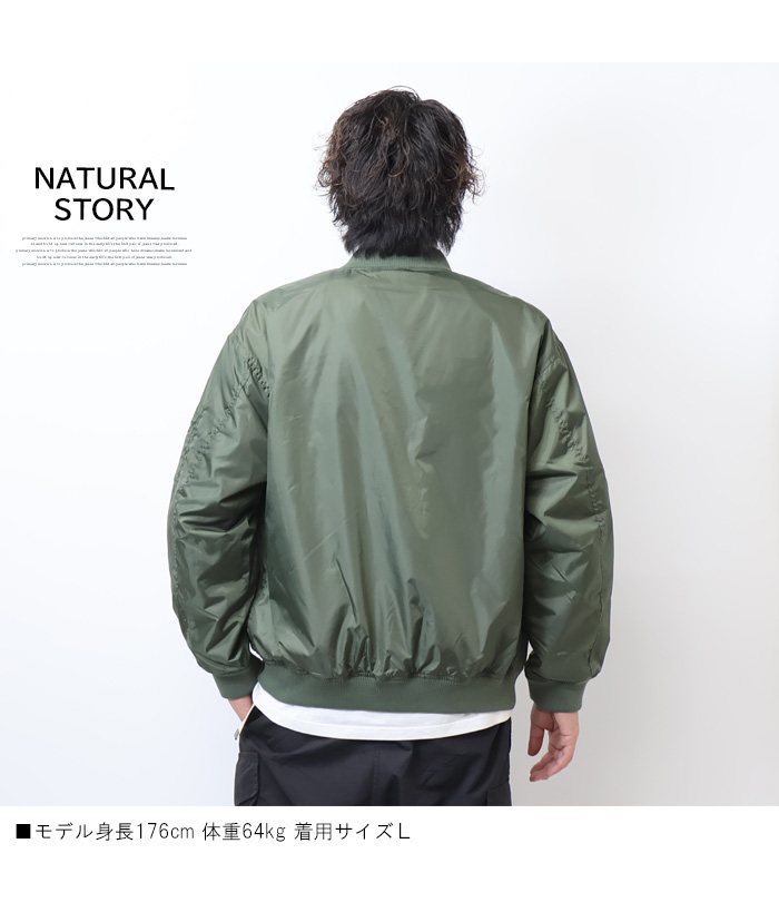 NATURAL STORY 薄中綿 MA-1ジャケット ブルゾン ライトアウター メンズ