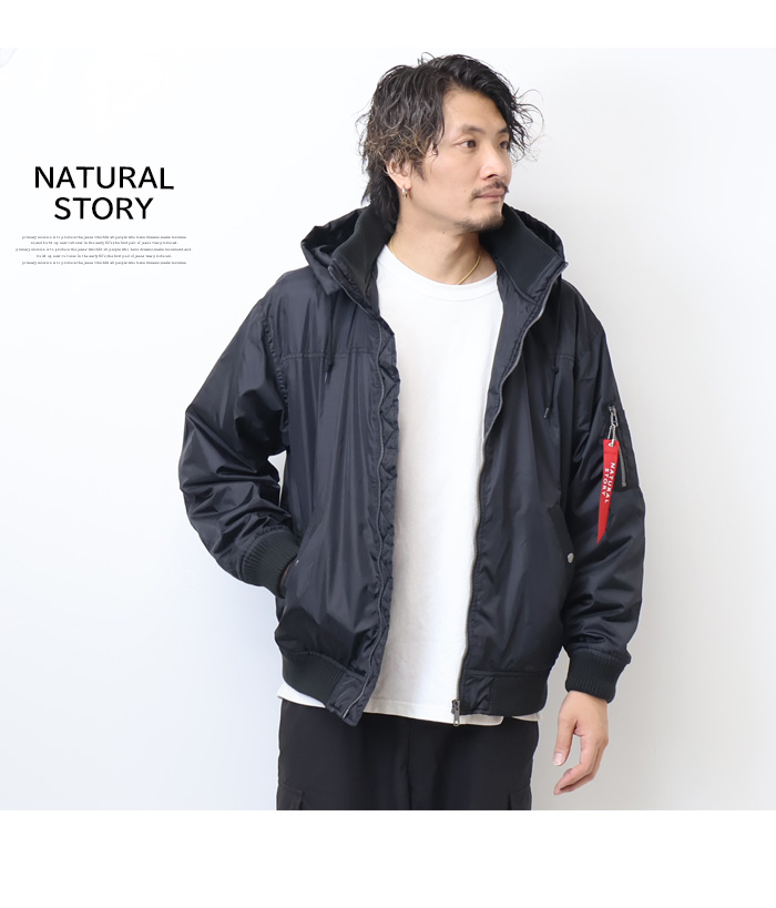 NATURAL STORY 薄中綿 フーデッドリブジャケット ブルゾン メンズ