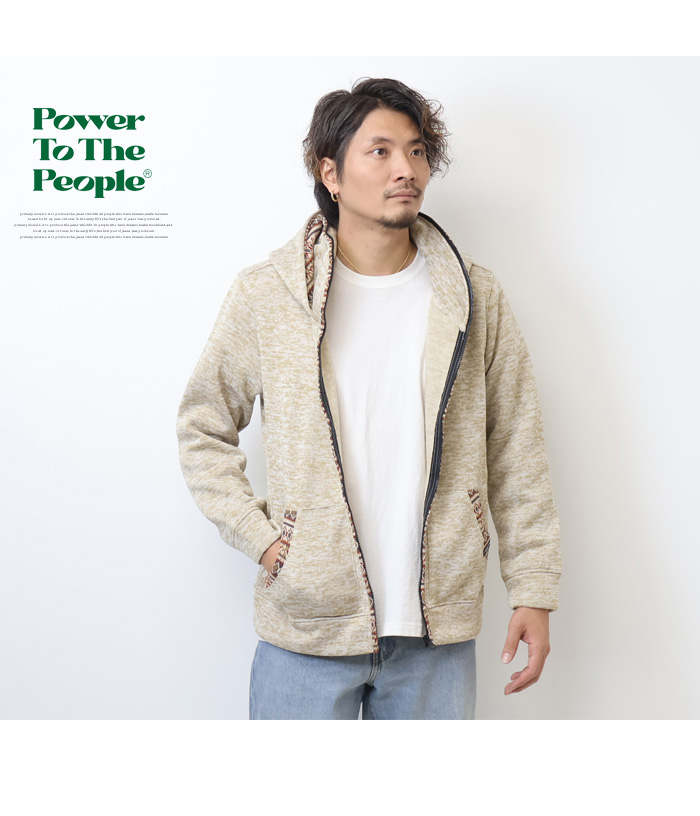 POWER TO THE PEOPLE パワートゥザピープル ライトスライバーニット ジップパーカー ライトアウター ユニセックス 送料無料  3901108