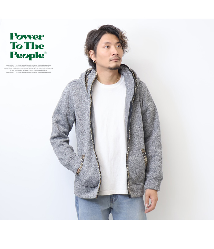 POWER TO THE PEOPLE パワートゥザピープル ライトスライバーニット ジップパーカー ライトアウター ユニセックス 送料無料  3901108