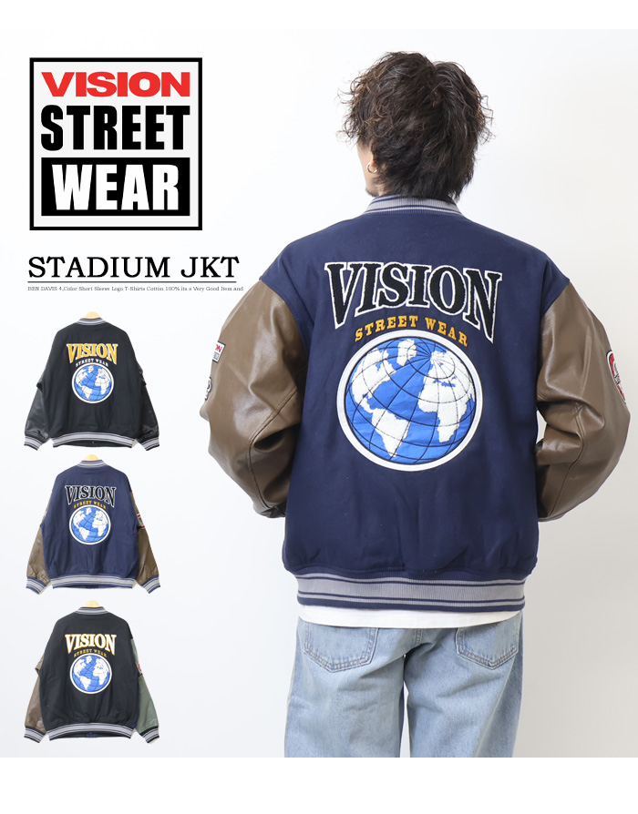 VISION STREET WEAR ビジョンストリートウェアー メルトンPUグラフィックスタジャン スタジアムジャケット アウター ユニセックス  送料無料 3905018