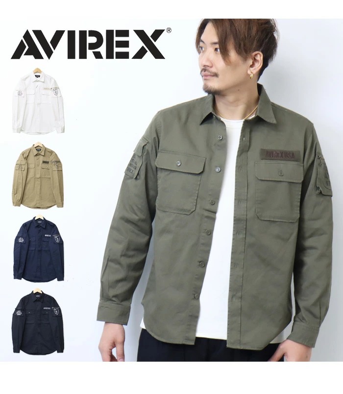 AVIREX アヴィレックス 長袖 ベーシック ファティーグシャツ メンズ