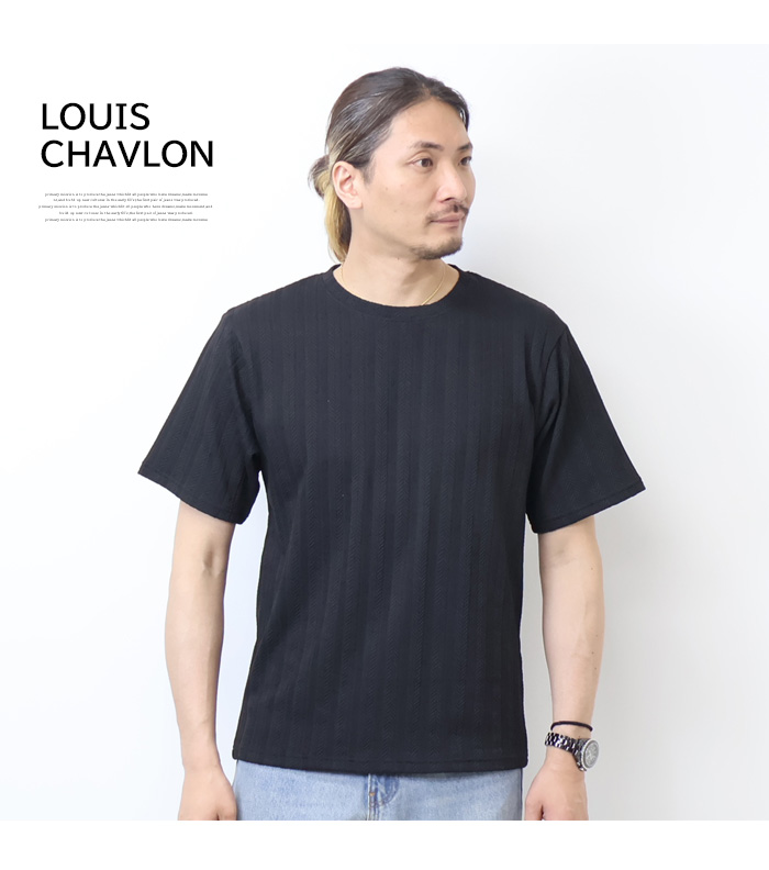大きいサイズ LOUIS CHAVLON ルイシャブロン ジャガード クルーネック