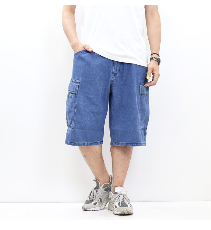 ☆関税/送料込み☆【URKOOL】ローカットデニムカーゴショーツ 90's~ LibertyBlues ブラックデニムカーゴショーツ W48