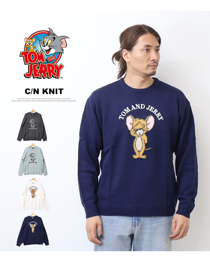 トムとジェリー クルーネックニット セーター メンズ トムジェリ 5477