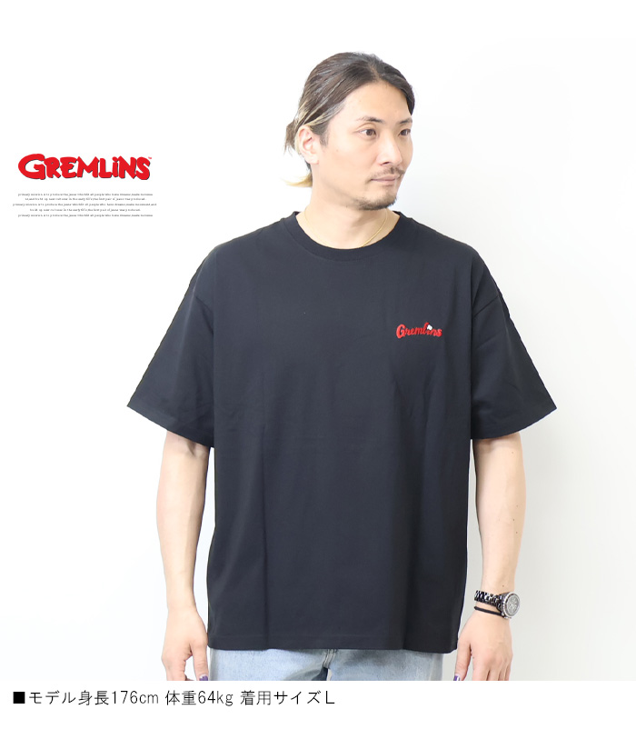 GREMLINES グレムリン ポップコーン プリント サガラ刺繍 半袖Tシャツ