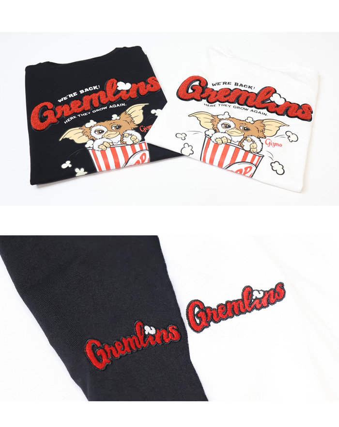 GREMLINES グレムリン ポップコーン プリント サガラ刺繍 半袖Tシャツ