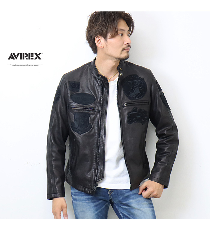 AVIREX アヴィレックス パッチド ライダースジャケット レザー