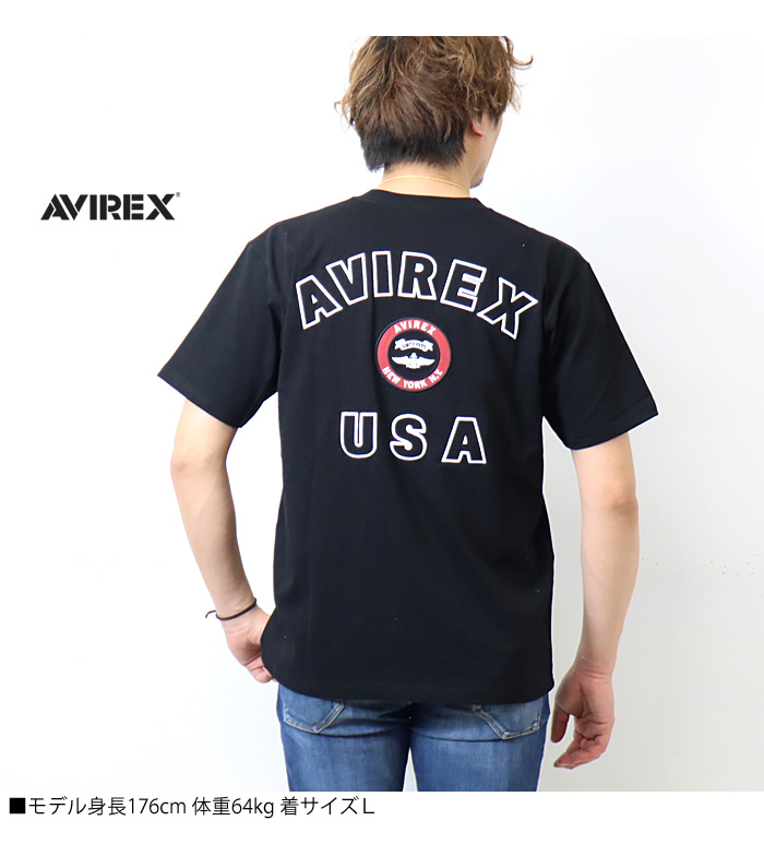 AVIREX アヴィレックス ヴァ―シティー ロゴ Tシャツ 刺繍 半袖 Tシャツ 