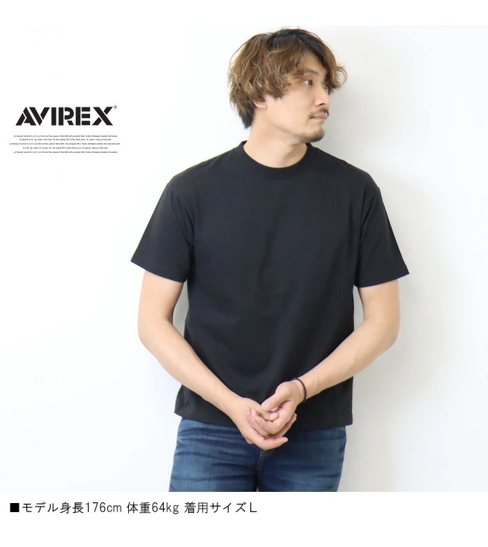 AVIREX アヴィレックス 綿100% ヘビーウエイト クルーネック 半袖Tシャツ メンズ 半Ｔ 無地 アビレックス 6123377