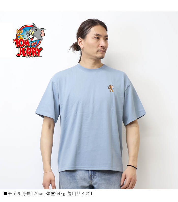 トムとジェリー サガラ刺繍 半袖Tシャツ 半T メンズ トムジェリ 6277