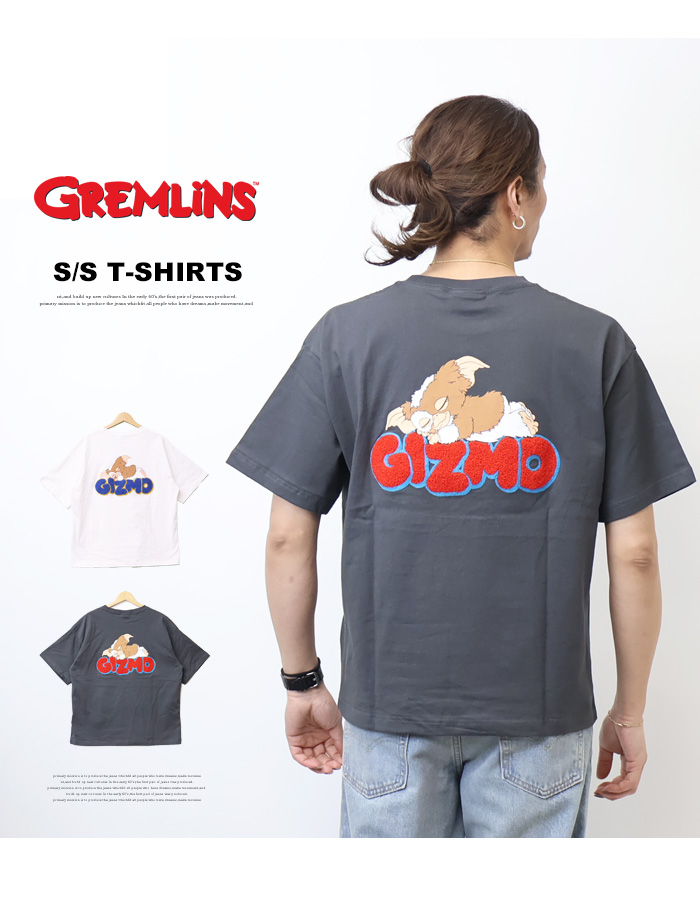GREMLINES グレムリン プリント サガラ刺繍 半袖Tシャツ 半T ギズモ