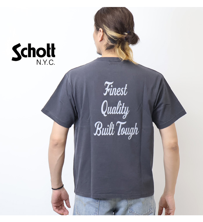 Schott N.Y.C ショット ピグメント加工 半袖Tシャツ フロッキー