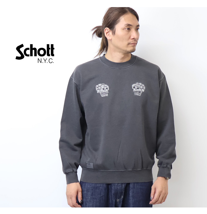 Schott N.Y.C（ショット） Schott ピグメント加工 クルーネック