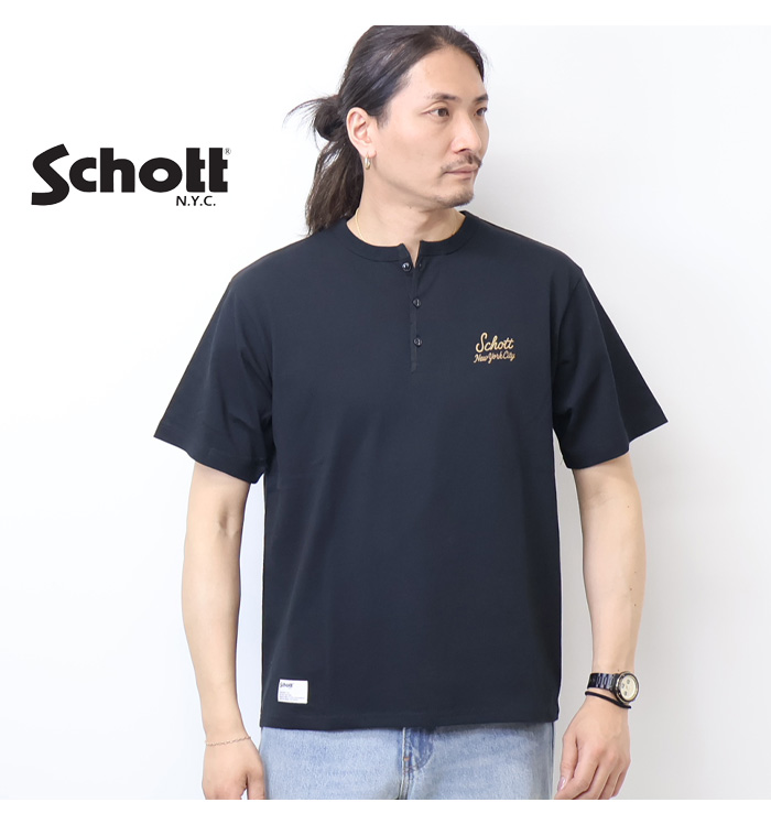 Schott N.Y.C（ショット） Schott ロープ ヘンリーネック 半袖Tシャツ