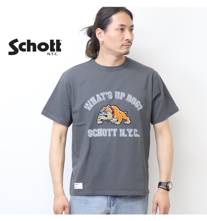 Schott N.Y.C（ショット） Schott ワッツアップ ドッグ 半袖Tシャツ 半