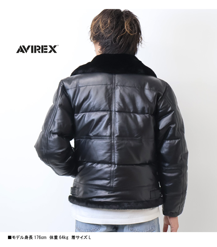 AVIREX アヴィレックス レザー ダウンジャケット B-3 レザー ボンバー 