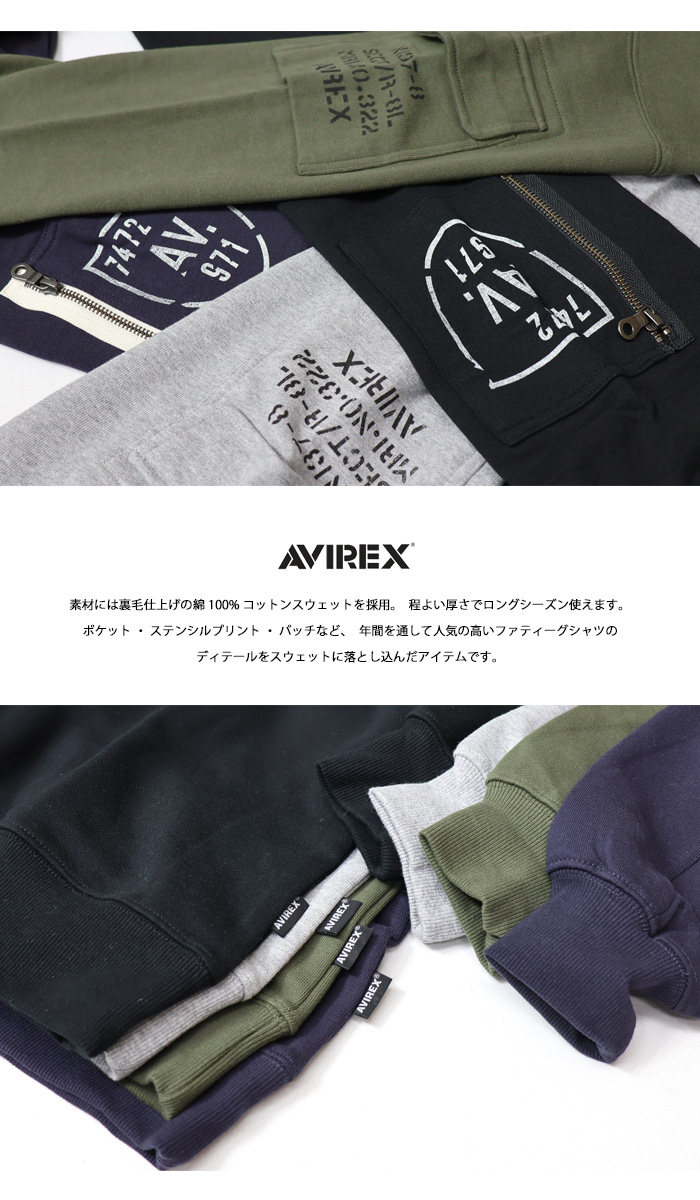 AVIREX アヴィレックス ファティーグ クルーネックスウェット 裏
