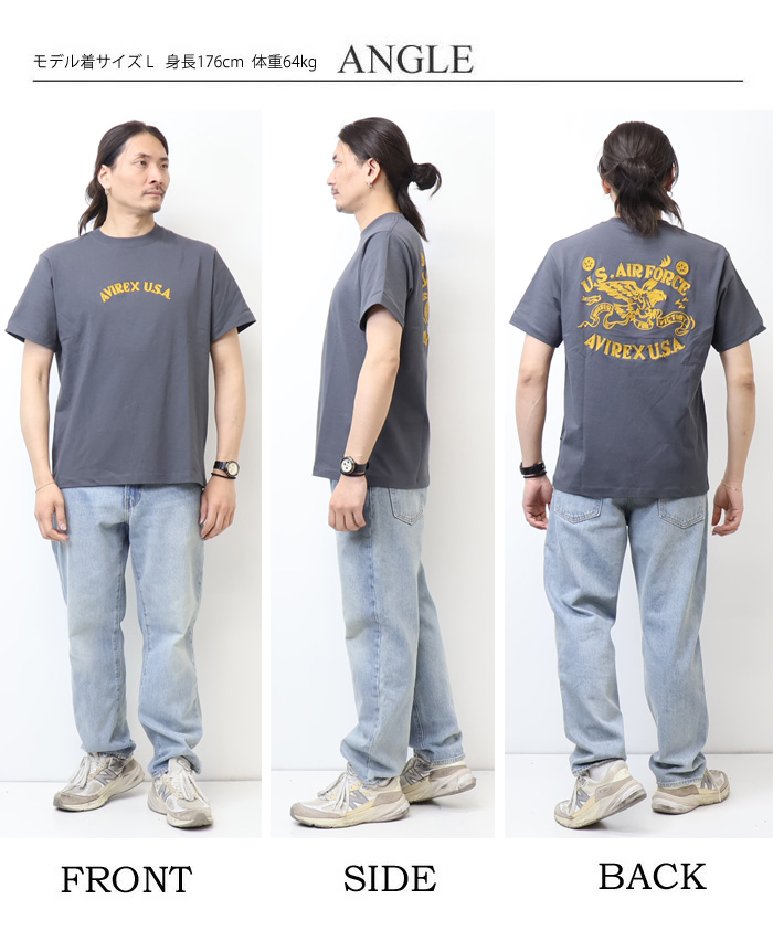 AVIREX（アヴィレックス） チェーンステッチ 刺繍 半袖Tシャツ メンズ