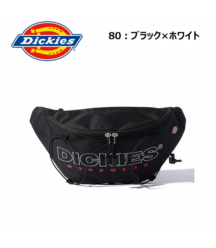 ボディバッグ・ウエストポーチ ブラック ロゴ Dickies（ディッキーズ） アウトラインロゴ ウエストバッグ メンズ