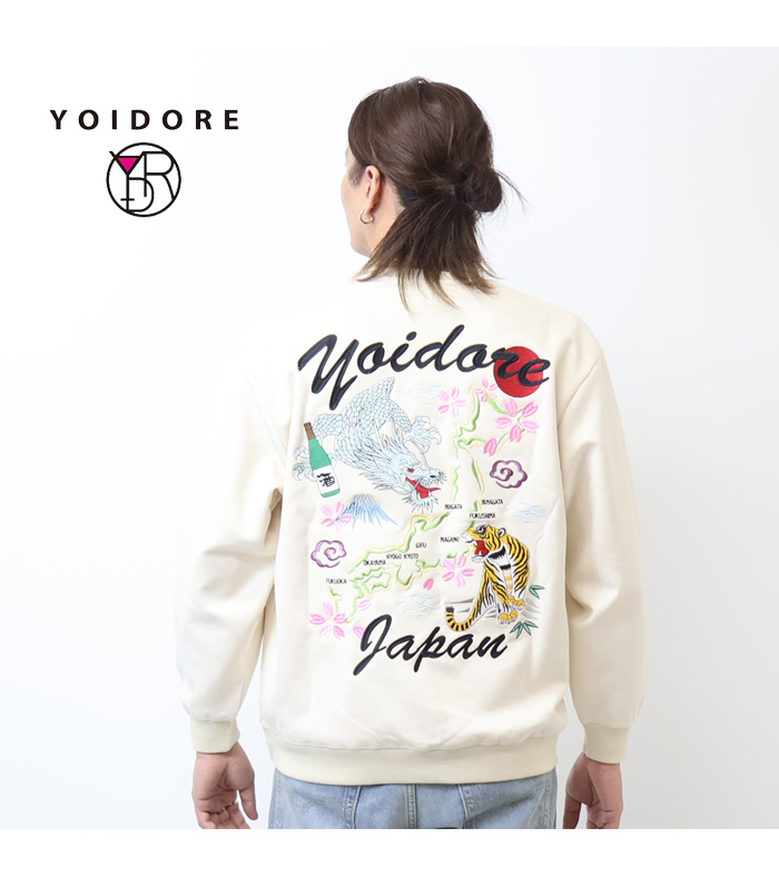 ヨリ トレーナー YOIDORE 酔いどれ ヨイドレ スカ刺繍 フェイクスウェード クルーネック