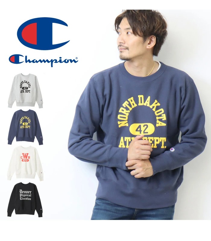 Champion チャンピオン リバースウィーブ プリント スウェットシャツ トレーナー 裏起毛 メンズ レディース ユニセックス クルーネック  送料無料 C3-W011