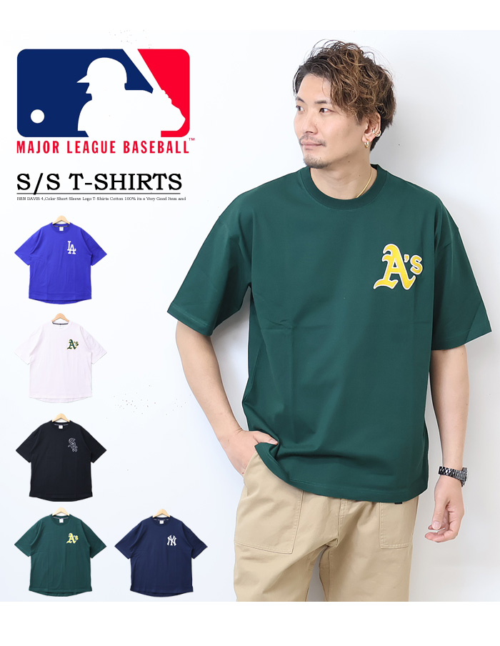 MLB メジャーリーグベースボール チームロゴ刺繍 バックプリント 半袖Tシャツ 半T メンズ レディース ユニセックス C5333M