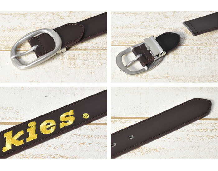 【Diggy-MO'】Dロゴレザーベルト Dickies（ディッキーズ） ロゴ刺繍 PUレザーベルト メンズ カット可