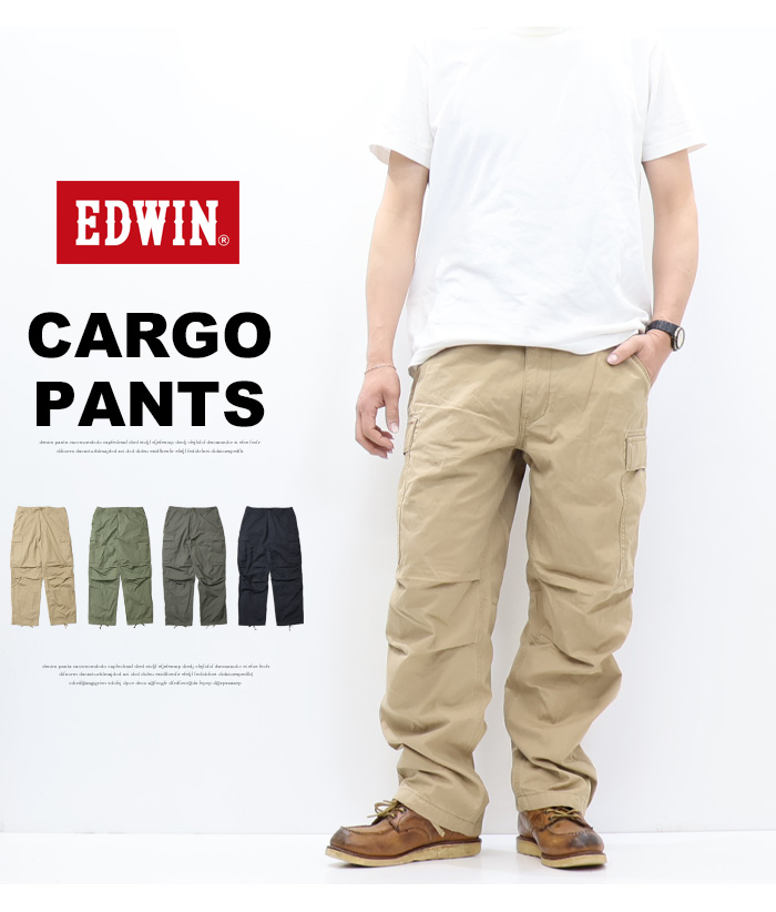 HIMANI エクリュウベージュ カーゴパンツ KHAKIS EDWIN エドウィン EK0302 カーゴパンツ リップストップ ワイド