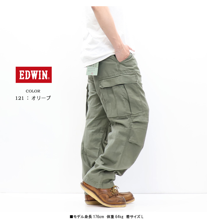EDWIN（エドウィン） KHAKIS EK0302 カーゴパンツ バックサテン ワイド