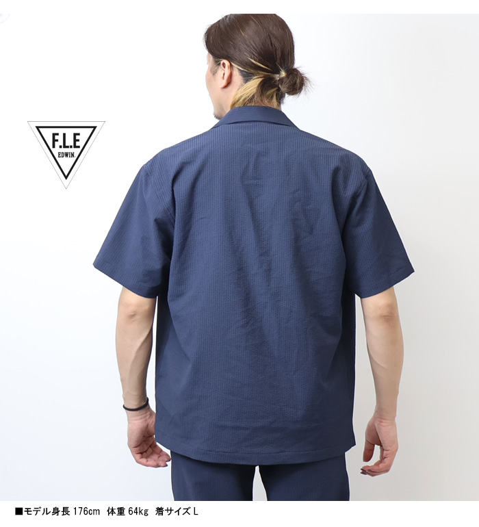 F.L.E SALE セール EDWIN エドウィン 半袖 オープンカラーシャツ 半袖