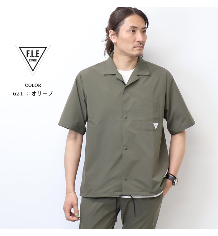 完売品　EFFLORESCENCE ナイロン半袖シャツ　カーキ　 サイズ　M es8119-6_4.jpg