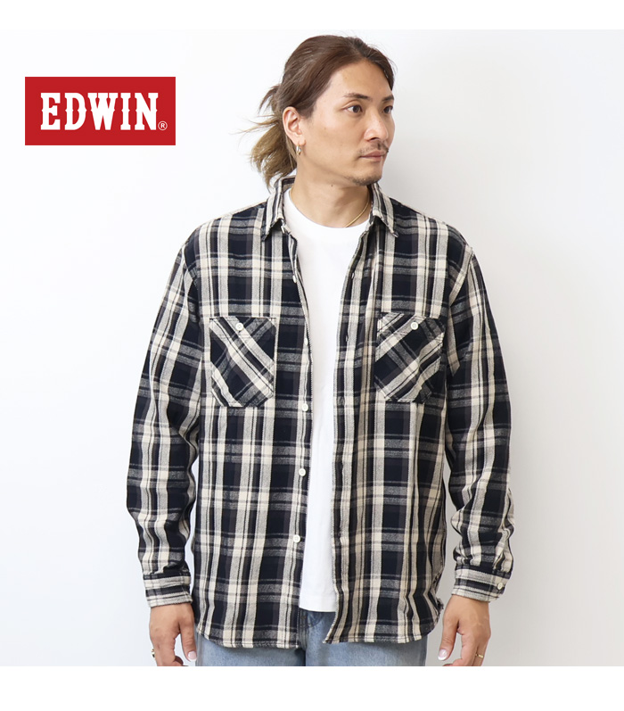 【週末限定】 SAPEur チェックシャツ　XL EDWIN（エドウィン） チェック ワークシャツ チェックシャツ 長袖