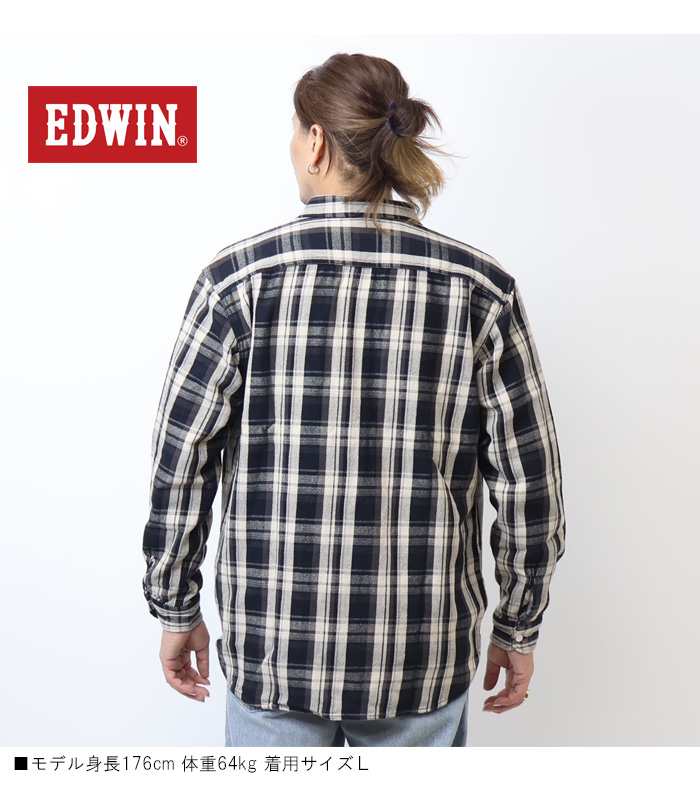 EDWIN（エドウィン） チェック ワークシャツ チェックシャツ 長袖