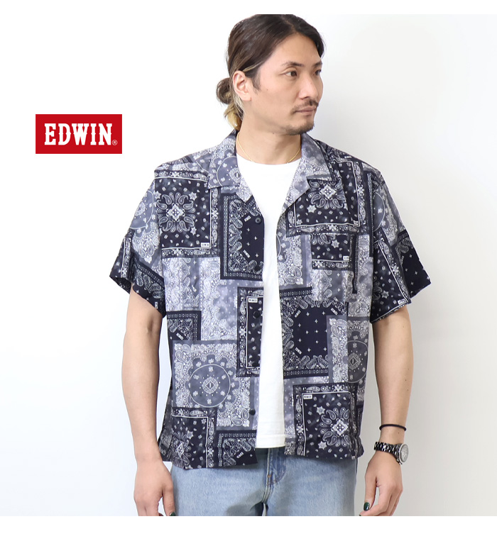 EDWIN メンズXL アロハシャツ パイナップル 半袖シャツ 手榴弾