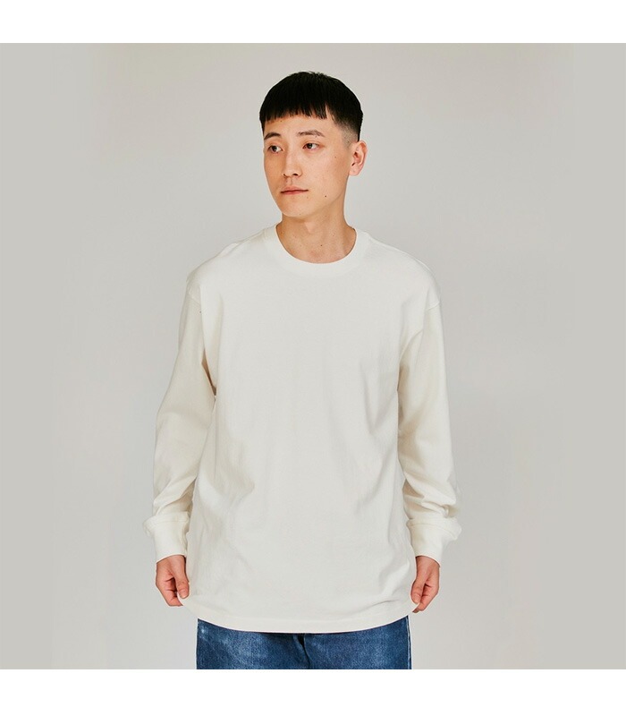 Hanes（ヘインズ） T-SHIRTS SHIRO クルーネック 長袖Tシャツ 白 しろ