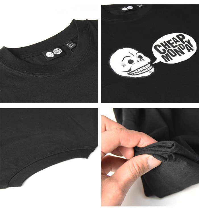 CHEAP MONDAY - CHEAP MONDAY 黒カットソー　チープマンデー CHEAP MONDAY（チープマンデー） SALE CHEAP MONDAY ロゴプリント 半袖
