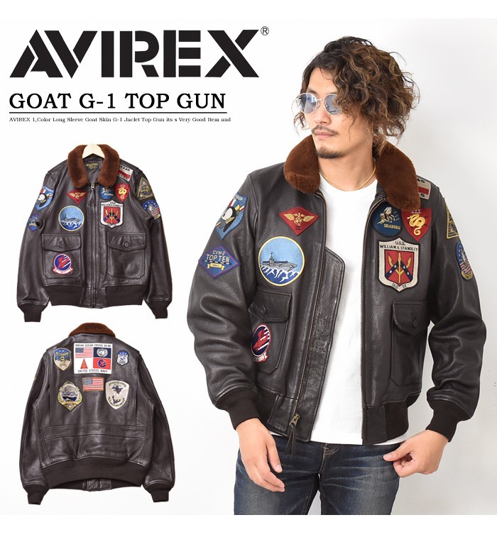 AVIREX アビレックス TOP GUN トップガン ゴートスキンレザー G-1 フライトジャケット アヴィレックス 送料無料 6101063  :10209:REX ONE - 通販 - Yahoo!ショッピング