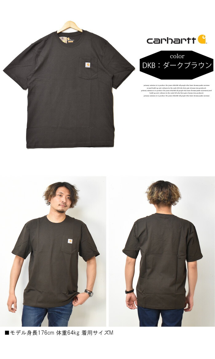 Carhartt カーハート 胸ポケット 半袖Tシャツ ワンポイント クルー 