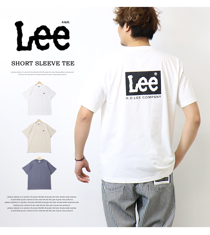 大きいサイズ Lee リー ロゴ刺繍 バックプリント 半袖 Tシャツ