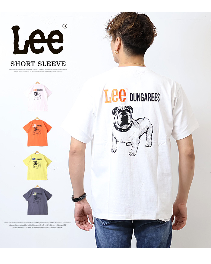 Lee リー ブルドッグプリント 半袖 Tシャツ メンズ レディース ユニセックス ロゴTシャツ プリントＴシャツ 半袖Tシャツ 半T 送料無料  LT3076