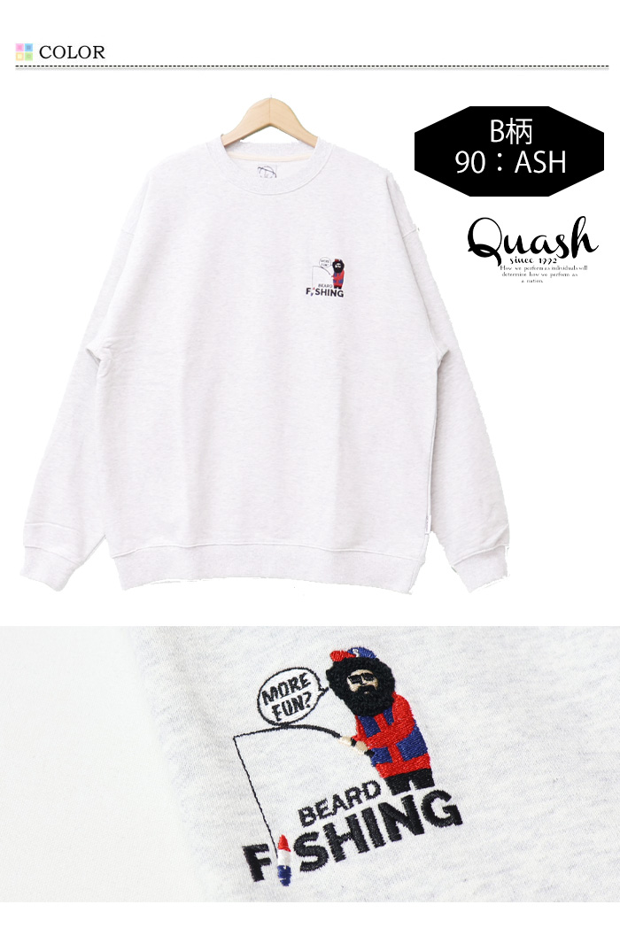Quash クアッシュ MOJASH モジャッシュ ヘビー裏毛 ヒゲ刺繍 Quash クアッシュ MOJASH モジャッシュ ヘビー裏毛 ヒゲ刺繍