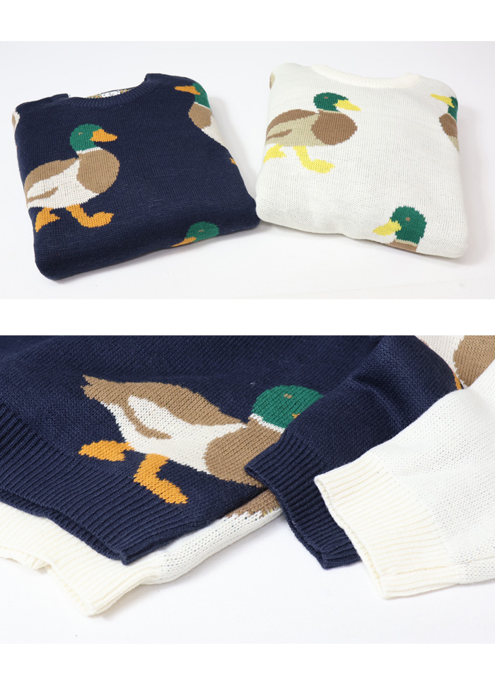 Quash クアッシュ 総柄アニマル クルーネックニット セーター メンズ