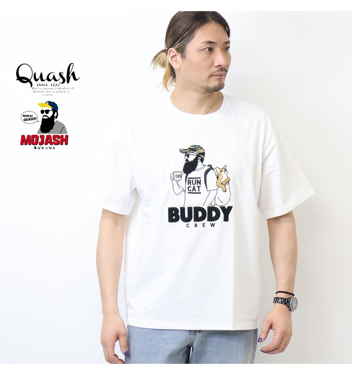定率割引 西日本 Quash クアッシュ MOJASH モジャッシュ ヒゲおじさん プリント トップス