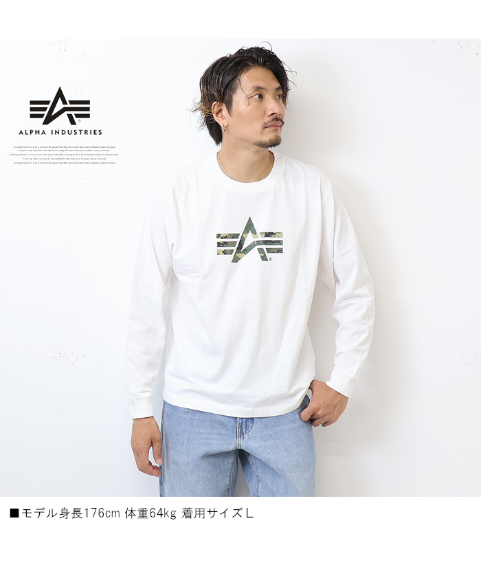 ALPHA INDUSTRIES アルファ インダストリーズ ロゴプリント 長袖 T