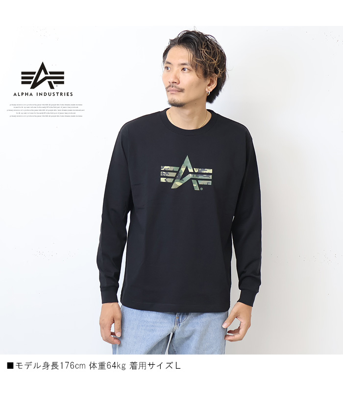 ALPHA INDUSTRIES アルファ インダストリーズ ロゴプリント 長袖 T