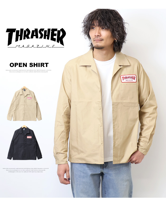 THRASHER(スラッシャー) ワッペン オープン ワークシャツ 長袖シャツ THRASHER(スラッシャー) ワッペン オープン ワークシャツ 長袖シャツ